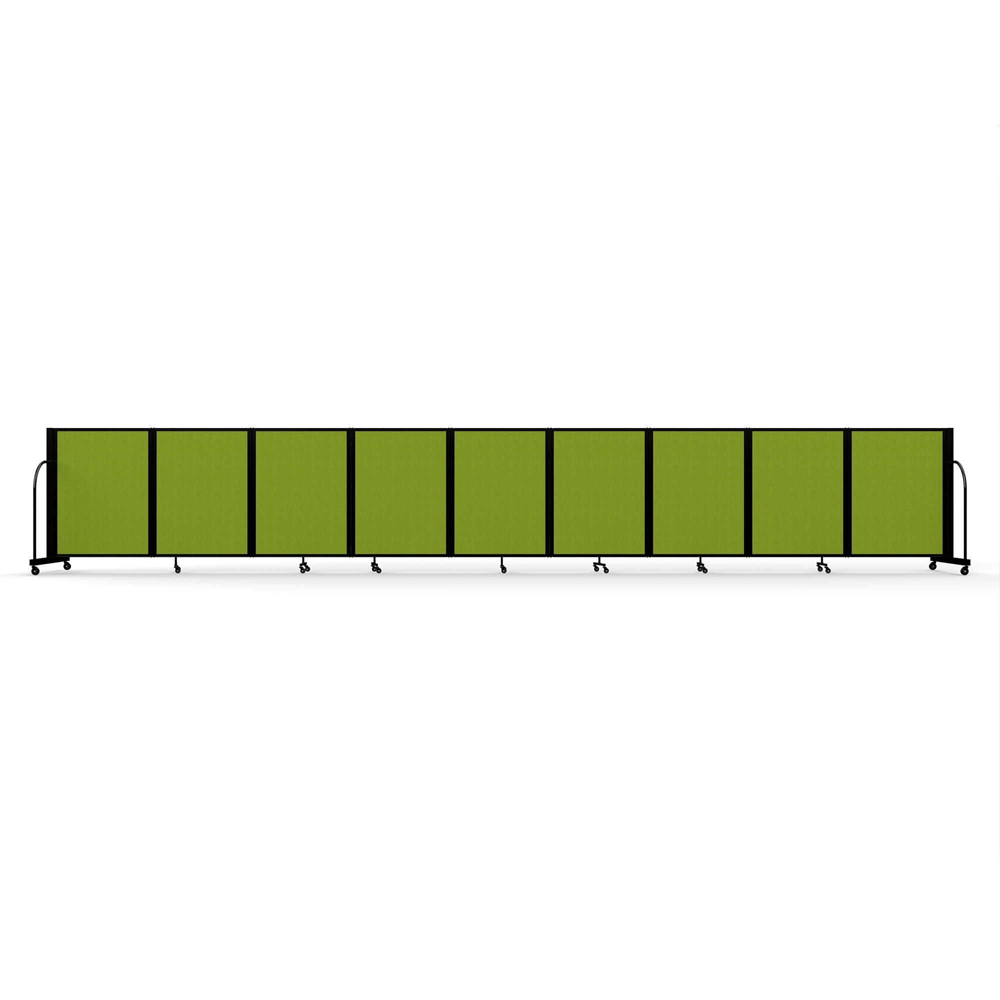 Screenflex Full Motion Divider, 4' x 25'1", Black Frame, Apple Green